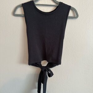 Club Monaco Black Ribbed Tie-Back Crop Tank